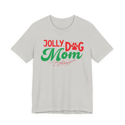 Jolly Dog Mom T-Shirt | Christmas Paw Print Holiday Mom Tee