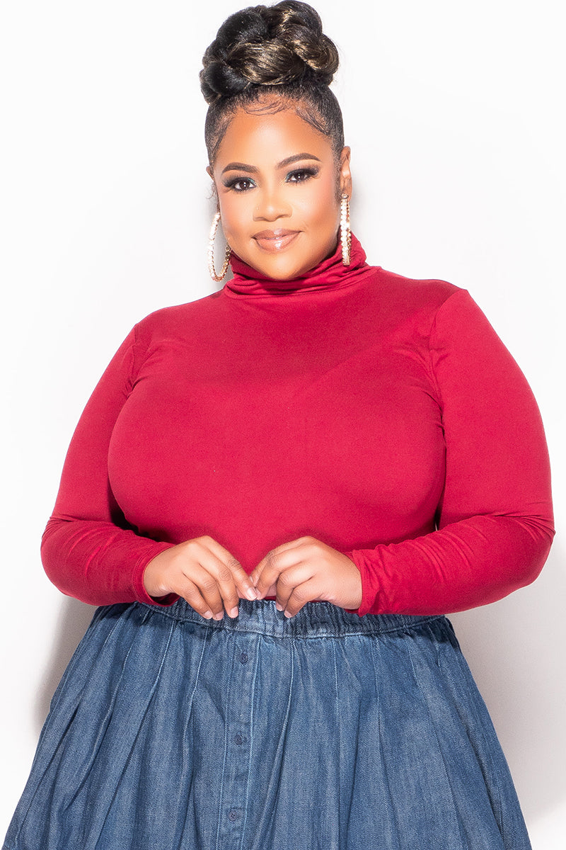 Final Sale Plus Size Turtleneck Top in Burgundy
