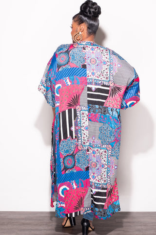 Final Sale Plus Size Plus Size Cardigan in Multi Color Design Print