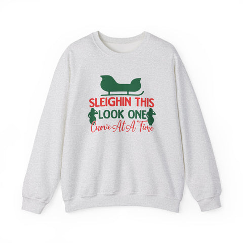 Sleighin This Look One Curve At A Time Sweatshirt | Christmas sleigh design