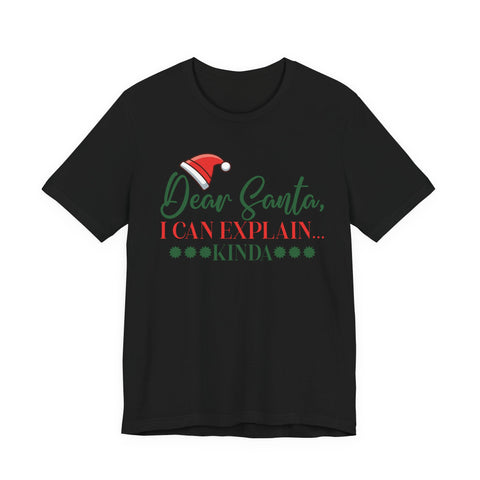 Dear Santa I Can Explain tee | Christmas graphic tee, Santa hat design