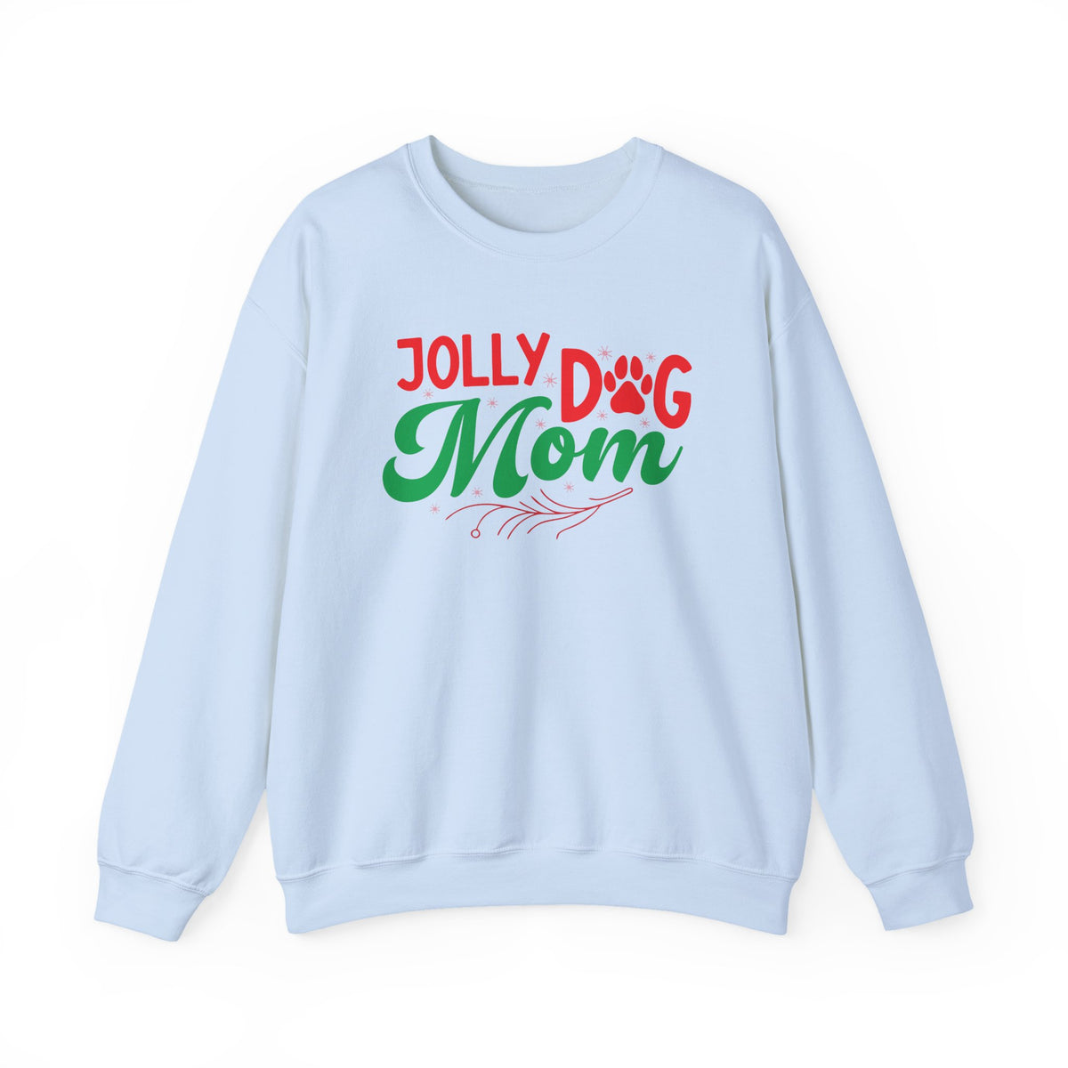 Jolly Dog Mom Crewneck | Christmas Paw Print Holiday Sweatshirt