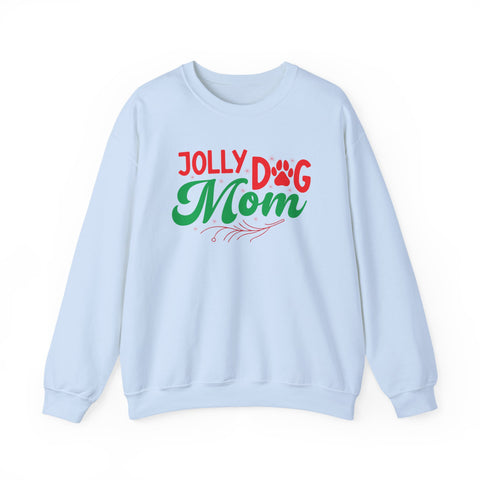 Jolly Dog Mom Crewneck | Christmas Paw Print Holiday Sweatshirt