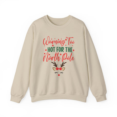 Too Hot for the North Pole Sweatshirt | Reindeer Face Christmas Crewneck