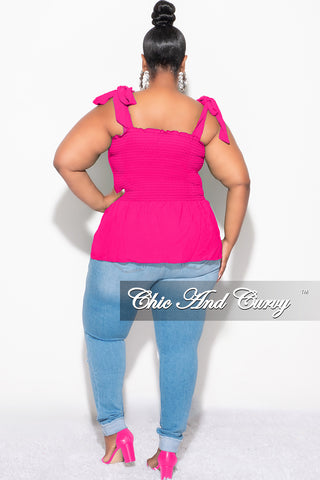 Final Sale Plus Size Smocked Peplum Tank Top in Fuchsia