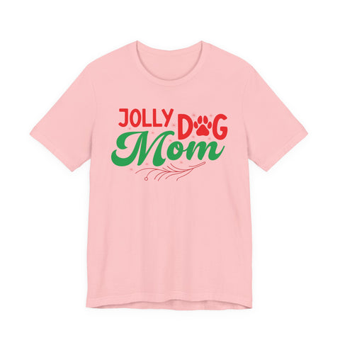 Jolly Dog Mom T-Shirt | Christmas Paw Print Holiday Mom Tee