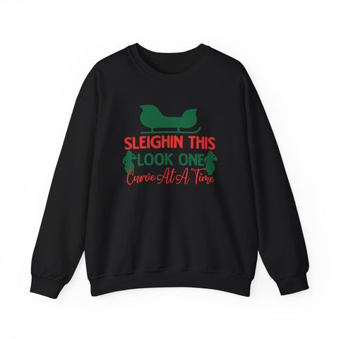 Sleighin This Look One Curve At A Time Sweatshirt | Christmas sleigh design