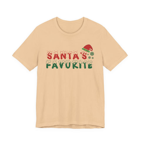Santa's Favorite T-Shirt | Christmas Santa Hat Snowflake Holiday Tee
