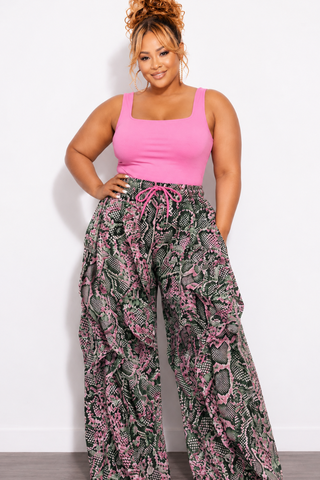 Final Sale Plus Size Ribbed Tank Top in Rhasberry Pink (Top Only)