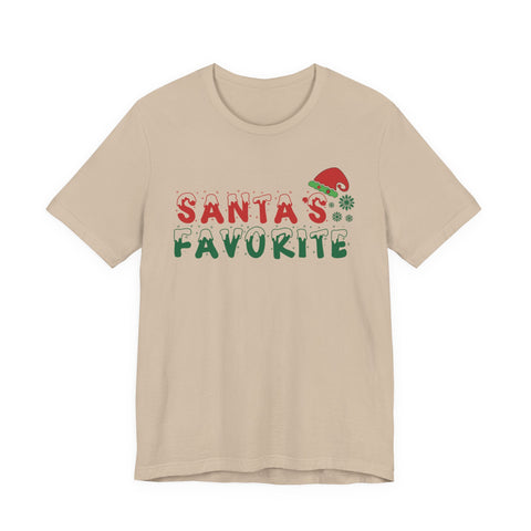 Santa's Favorite T-Shirt | Christmas Santa Hat Snowflake Holiday Tee