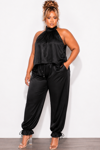 Final Plus Size 2pc Halter Pant Set in Black