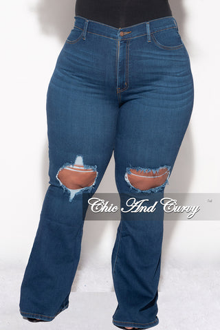 Final Sale Plus Size Distressed Knee Denim Jeans