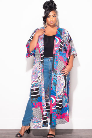 Final Sale Plus Size Plus Size Cardigan in Multi Color Design Print