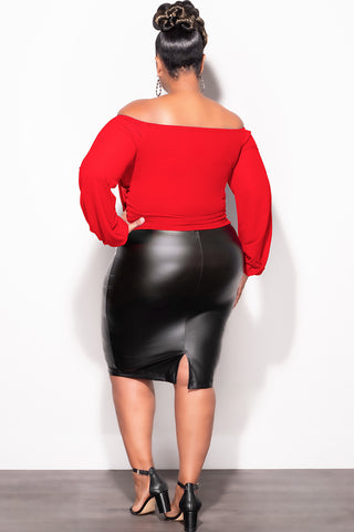 Final Sale Plus Size Chiffon Off the Shoulder Sweetheart Draping Blouse in Red