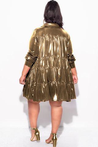 Final Sale Plus Size Skirt Dress in Metallic Gold