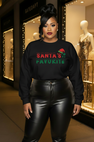 Santa's Favorite Crewneck Sweatshirt | Christmas text design, Santa hat