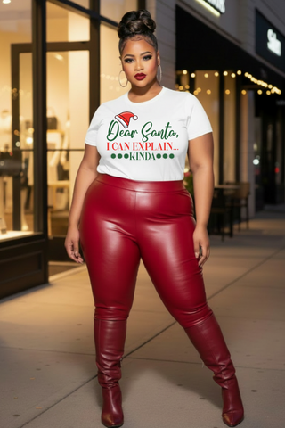 Dear Santa I Can Explain tee | Christmas graphic tee, Santa hat design