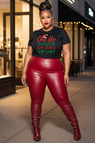One Ho Away from Santa's VIP List T-Shirt | Funny Christmas Holiday Tee