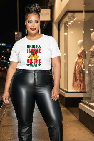 Jiggle & Jingle All The Way T-Shirt | Christmas Bells Holiday Tee