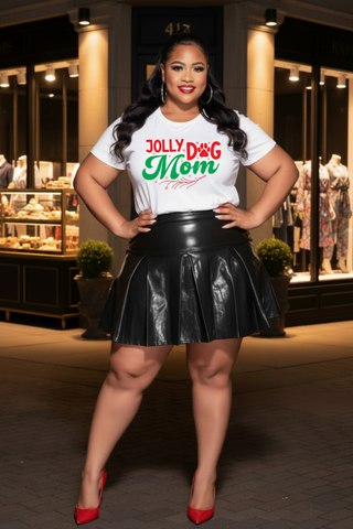 Jolly Dog Mom T-Shirt | Christmas Paw Print Holiday Mom Tee