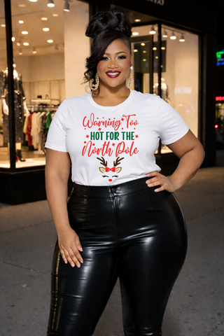 Too Hot for the North Pole Women's V-Neck Tee | Reindeer Christmas Shirt