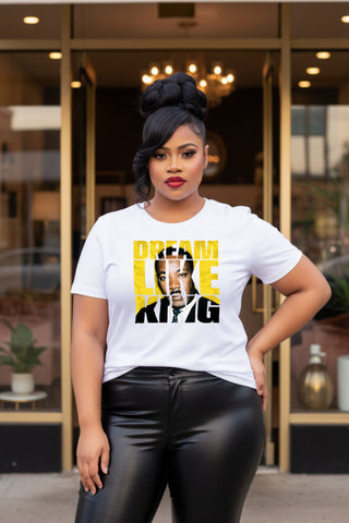 Dream Like a King Tee | Bold MLK Typography Portrait Shirt