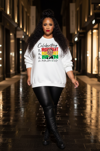 Celebrating The Movement Moment Men Crewneck Sweatshirt | Bold Letter Portrait Design