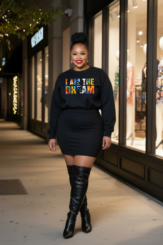 I Am The Dream Crewneck Sweatshirt | Bold Letter Portrait Design