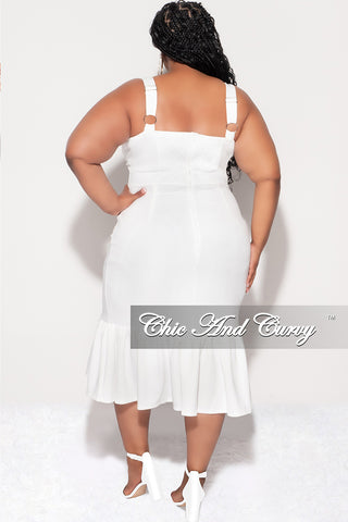 Final Sale Plus Size Sleeveless Dress with Bottom Ruffle in Ivory