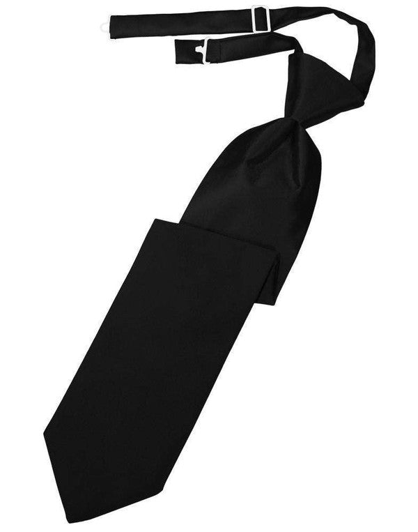 Final Sale Solid Luxury Satin Necktie Pre-tied in Black