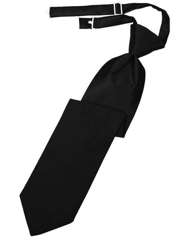 Final Sale Solid Luxury Satin Necktie Pre-tied in Black