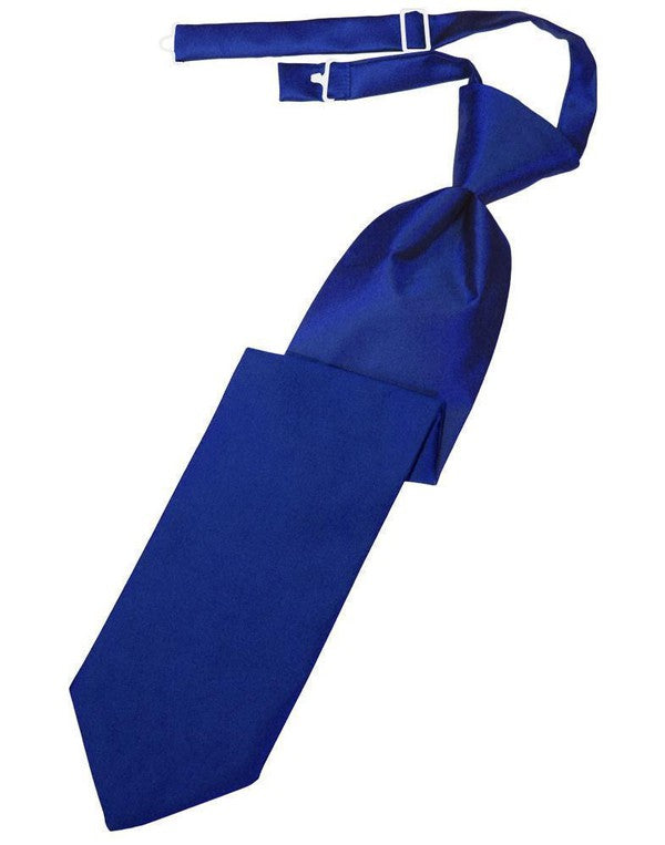 Final Sale Solid Luxury Satin Necktie Pre-tied in Royal Blue