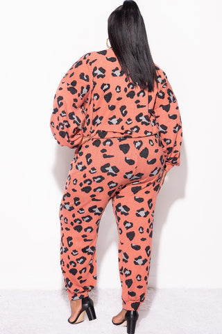 Final Sale Plus Size Jogger Set in Pink with Animal Print