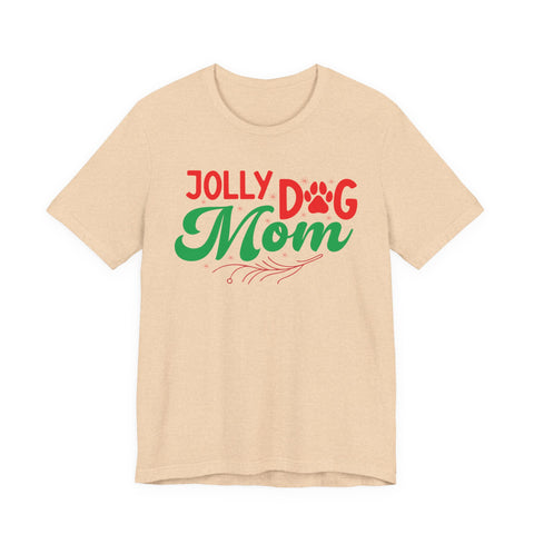 Jolly Dog Mom T-Shirt | Christmas Paw Print Holiday Mom Tee