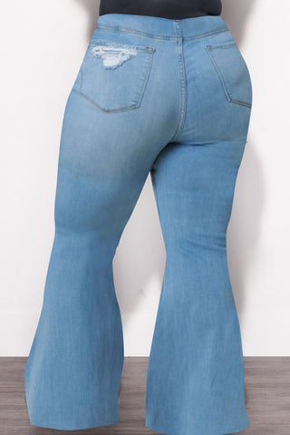 Final Sale Plus Size Distressed Medium Denim Jeans