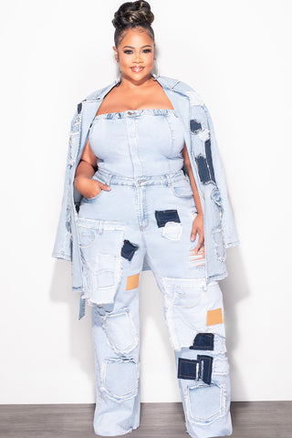 Final Sale Plus Size Patchwork Jacket in Denim