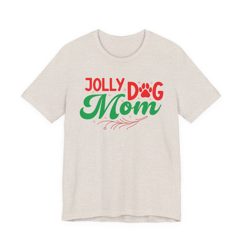 Jolly Dog Mom T-Shirt | Christmas Paw Print Holiday Mom Tee