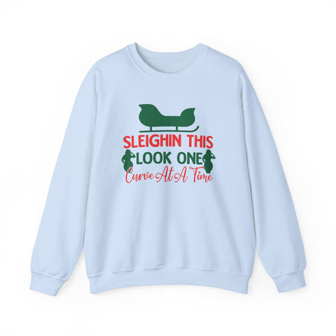 Sleighin This Look One Curve At A Time Sweatshirt | Christmas sleigh design