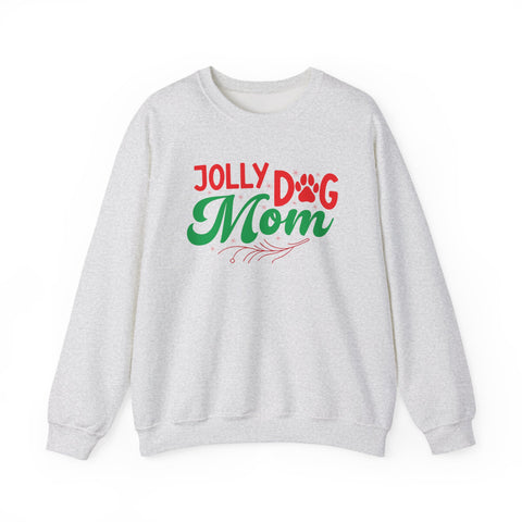 Jolly Dog Mom Crewneck | Christmas Paw Print Holiday Sweatshirt