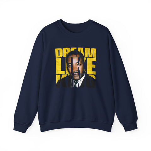 Dream Like King Crewneck Sweatshirt | Bold Portrait Typography Design