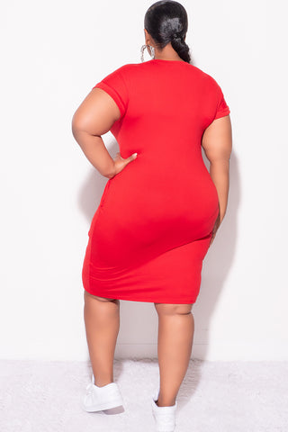 Final Sale Plus Size Short Sleeve Oversized T-Shirt Dress in Red