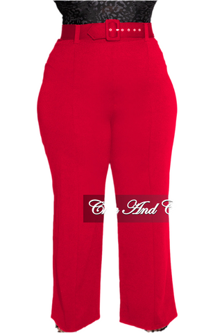 Final Sale Plus Size High-Waist Wide Leg Pants in Red Chic And Curvy Final Sale Plus Size High-Waist Wide Leg Pants in Red Chic And Curvy