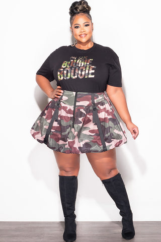 Final Sale Plus Size Fitted Black & Camo Oh She Bougie Bougie T-Shirt