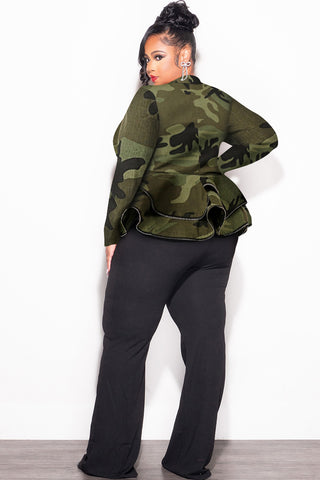 Final Sale Plus Size Peplum Jacket in Camouflage Print