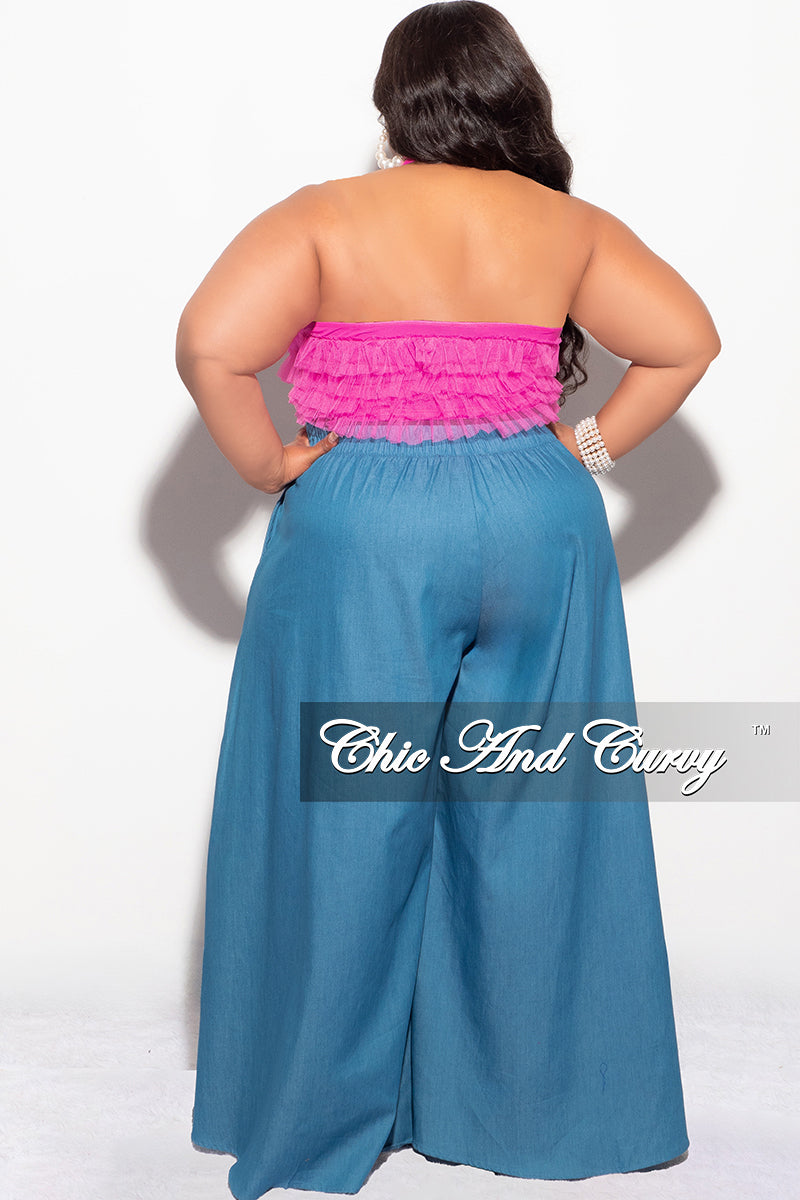 Final Sale Plus Size Sleeveless Cropped Halter Tulle & Mesh Top in Pink, White or Black