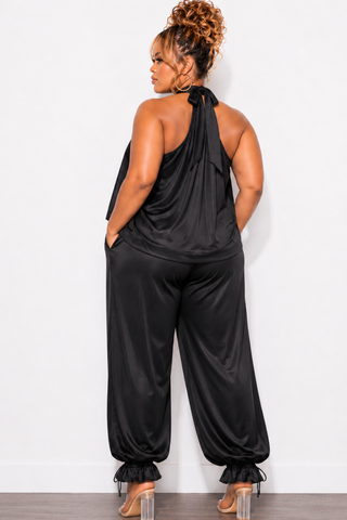 Final Plus Size 2pc Halter Pant Set in Black