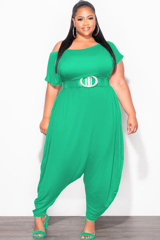 Final Sale Plus Size Harem Jumpsuit in Kelly Green