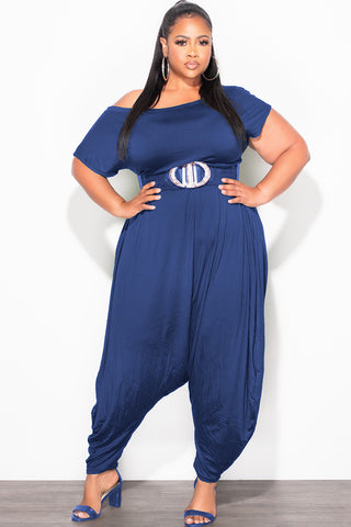Final Sale Plus Size Harem Jumpsuit in Navy