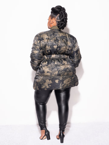 Final Sale Plus Size Puffer Jacket/Dress in Camouflage Print