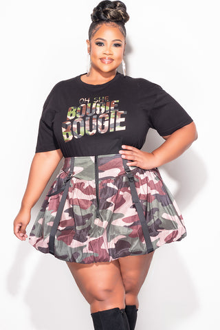 Final Sale Plus Size Fitted Black & Camo Oh She Bougie Bougie T-Shirt
